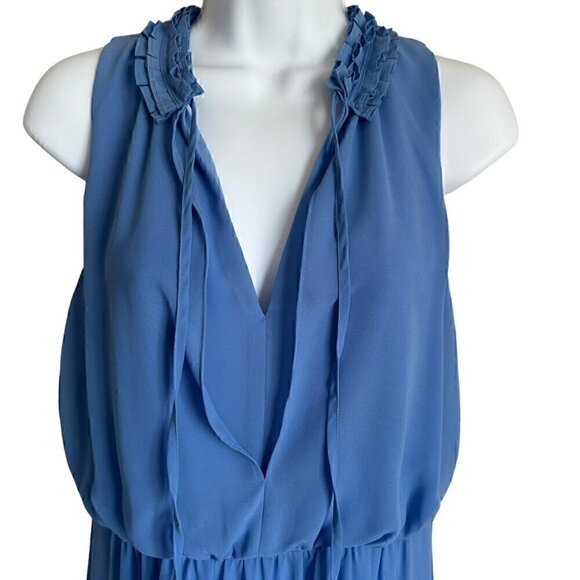 NWOT Laundry by Shelli Segal Women Ruffle Elastic Waist Blue Dress - Size 6 - Picture 6 of 11